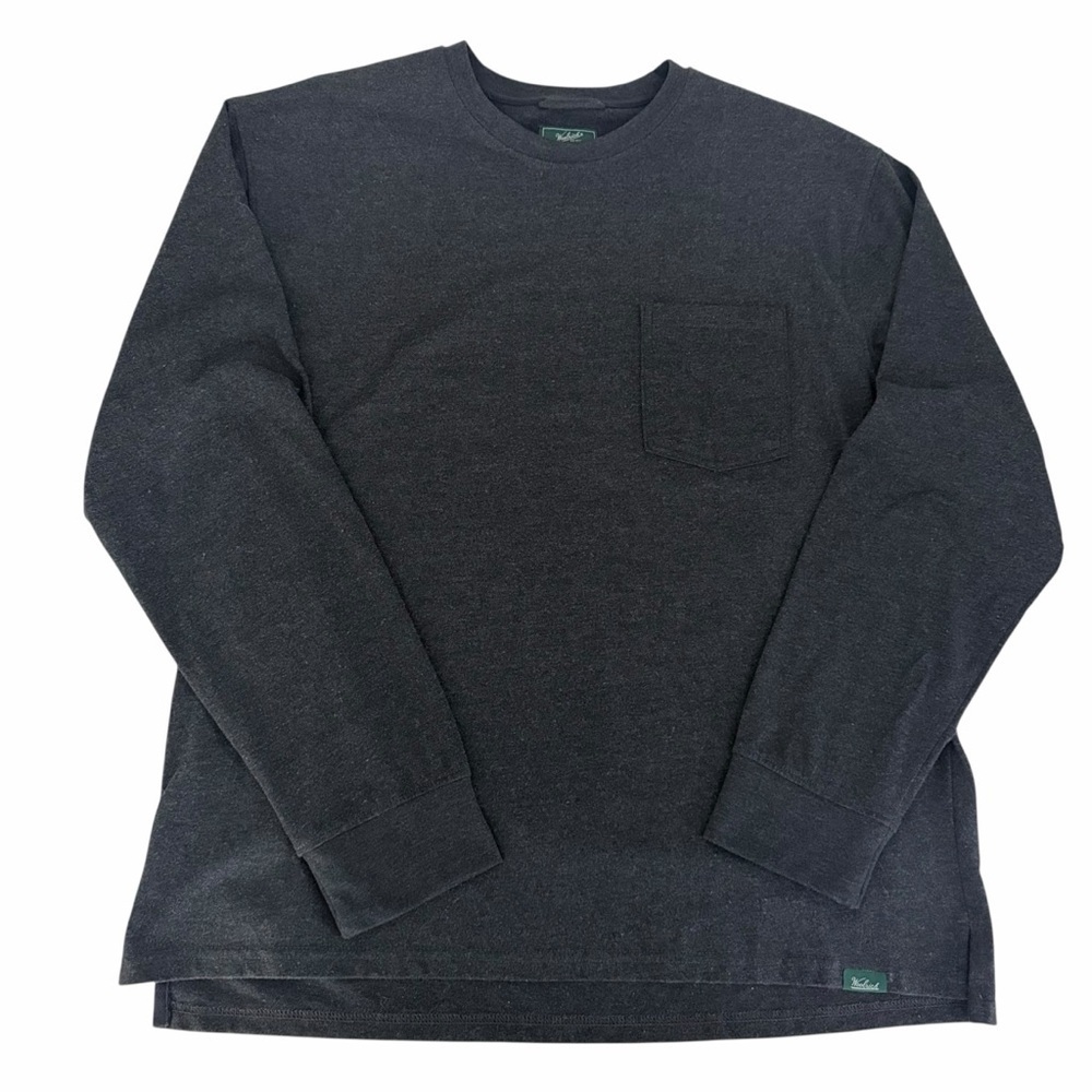 WOOLRICH Charcoal Gray Long Sleeve Pocket Tee 100% Cotton Classic Loungewear top
